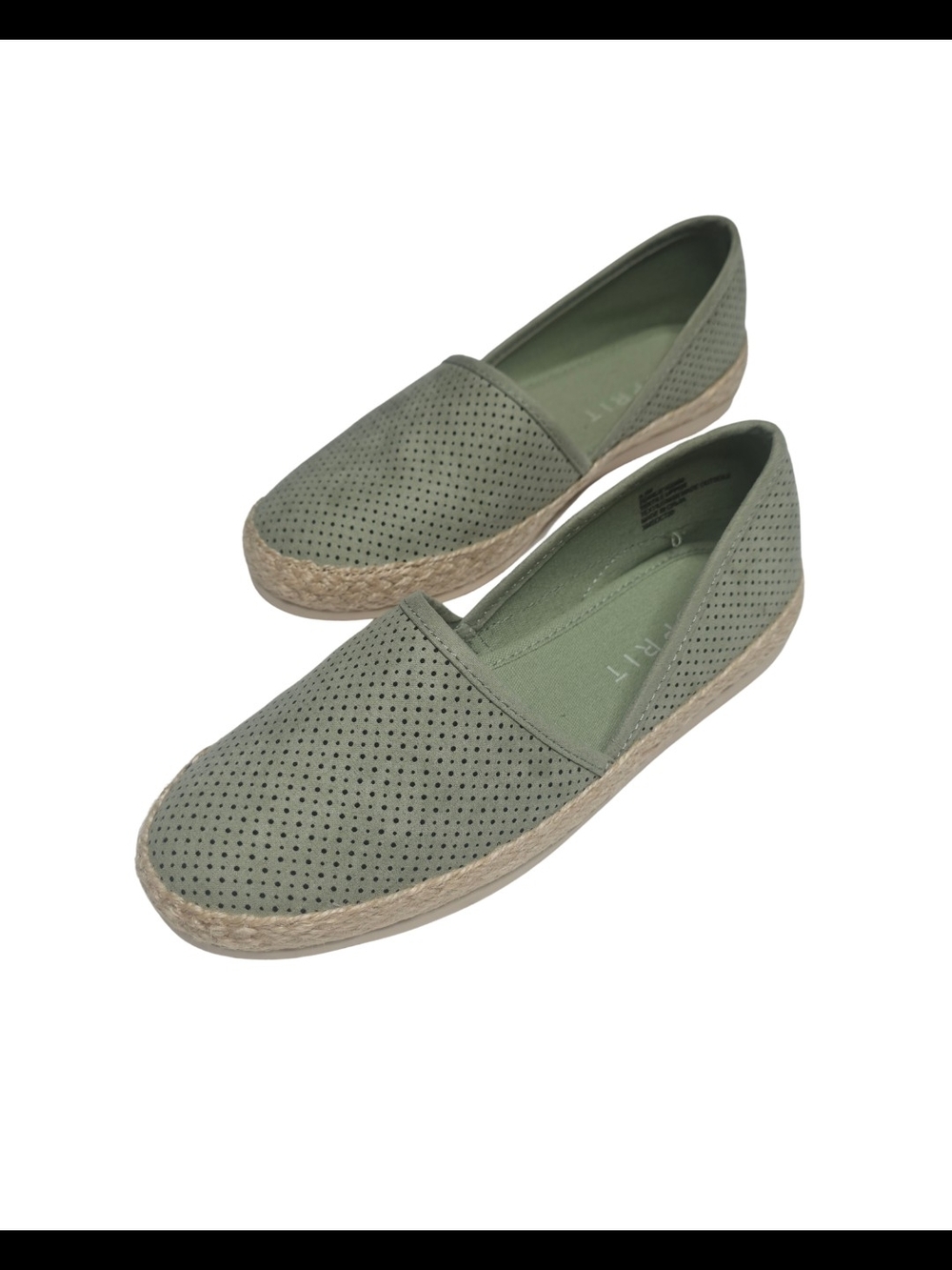 Esprit Perforated Slip-On Espadrille Flats in Sage Green